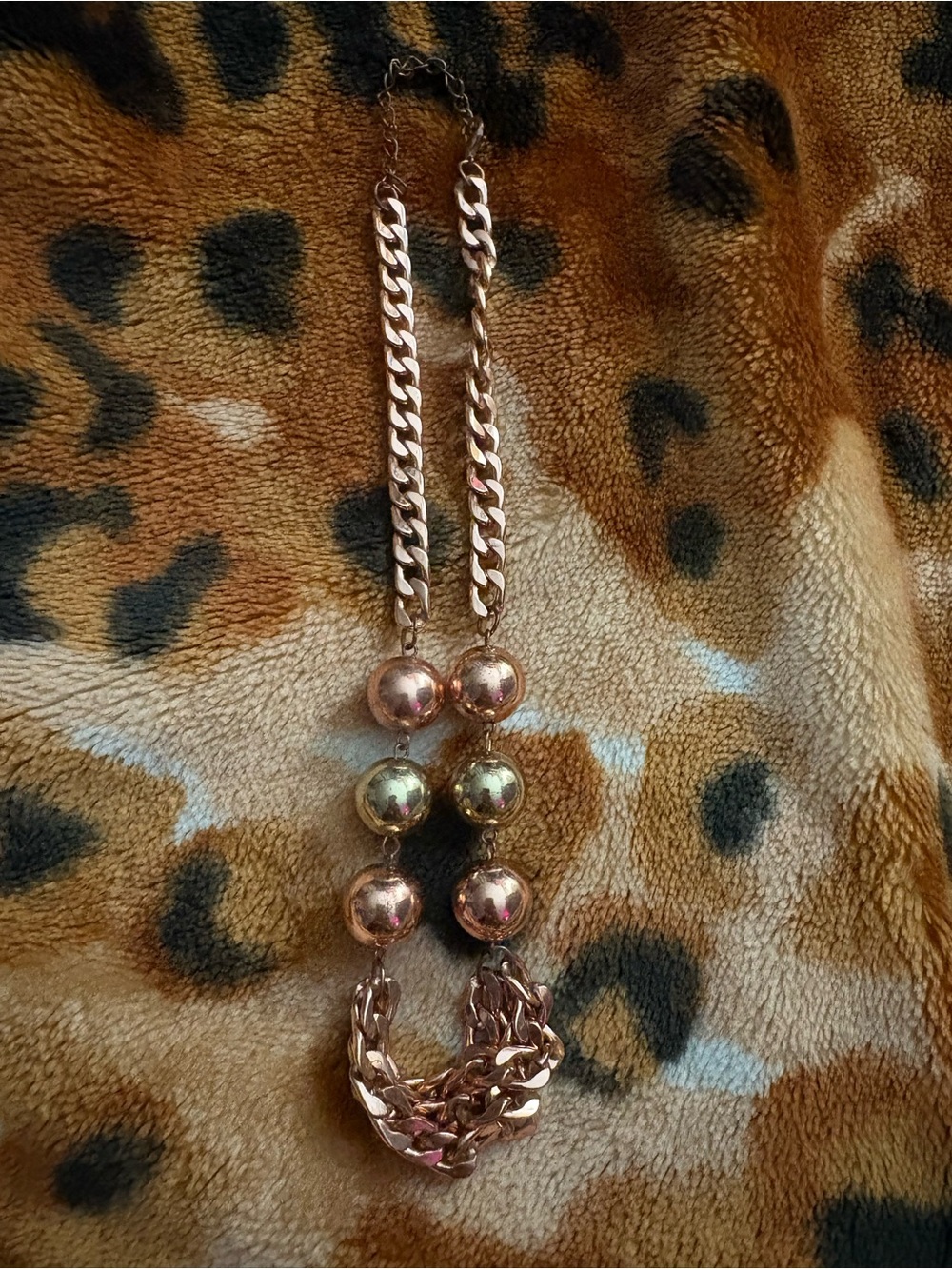 Women’s Rose Gold Tone Statement Bead Necklace